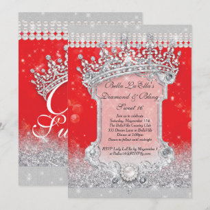 Diamanter och bling Sweet 16 Quince-inbjudningar Inbjudningar