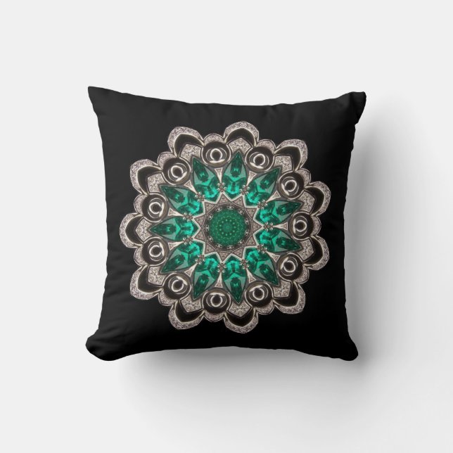 Diamanter och Emeralds Kaleidoscope Kudde (Framsida)