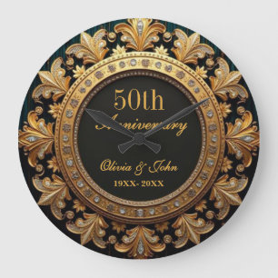 Diamanter Och Guld 50-års Bröllopsjubileum Stor Klocka