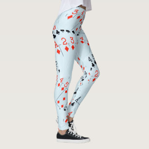 Diamanter och Klubbar Poker Cards, Dam Leggings. Leggings