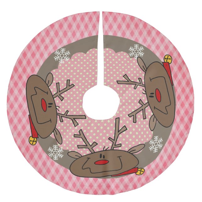 Diamanter och prickar Rener Helgdag Träd Skirt Julgransmatta Borstad Polyester (Framsidan)