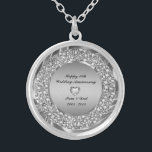Diamanter och Silver 10:e Bröllop-årsdagen Silverpläterat Halsband<br><div class="desc">Förtroliga diamanter och silver (bild ej äkta eller falsk diamant) 10:e bröllop-årsdagen anpassade necklaces.</div>