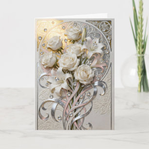 Diamanter och vita blommor kort