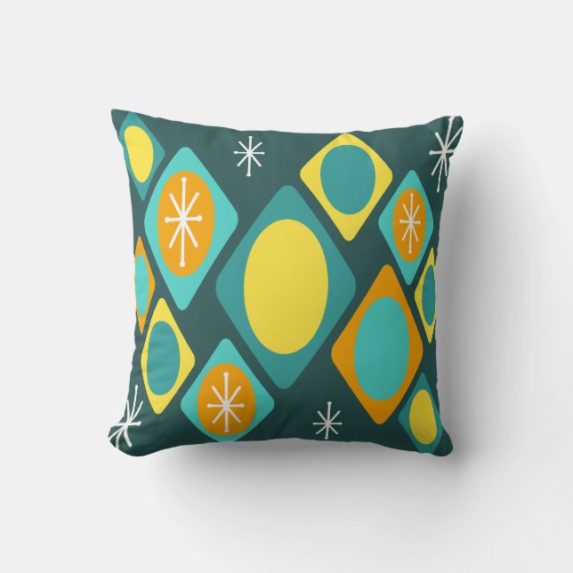Diamanter Ovaler Starbursts Teal Kudde (Framsida)