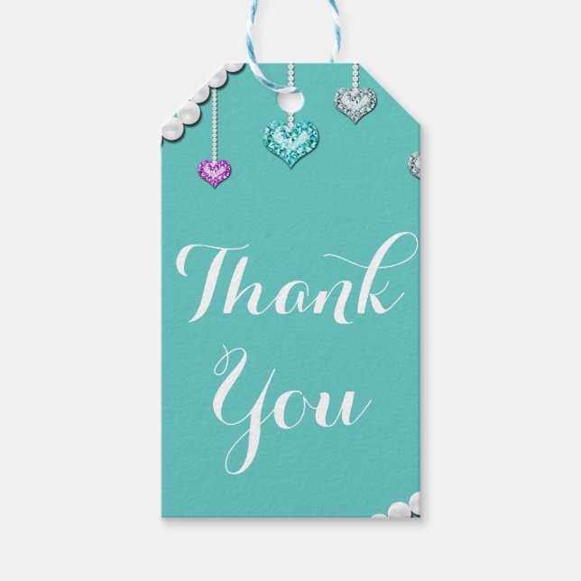 Diamanter & Pärlor Bling Juveler Glam Födelsedagsf Presentetikett (Framsidan)