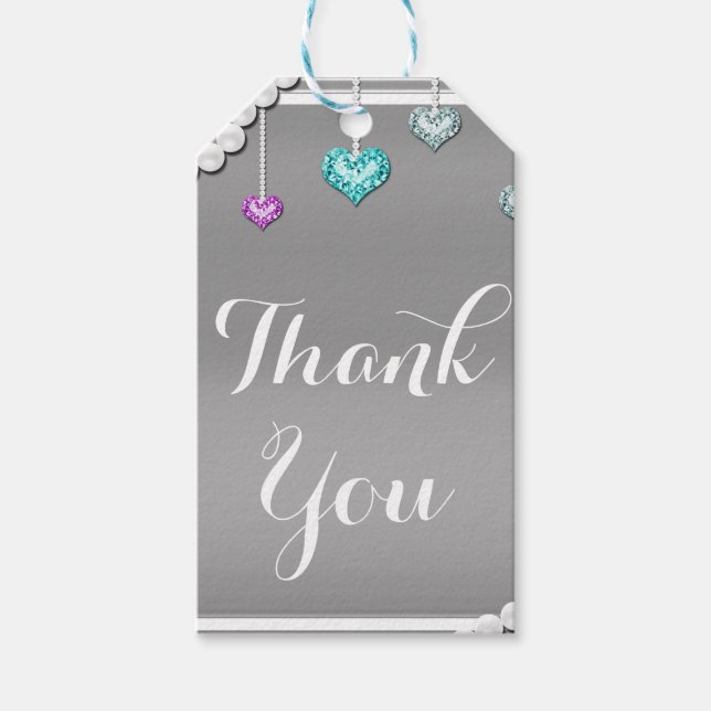 Diamanter & Pärlor Bling Smycken Glam Födelsedagsf Presentetikett (Framsidan)