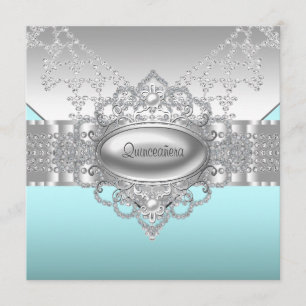 Diamanter Pärlor Turkosblå Quinceanera-inbjudninga Inbjudningar