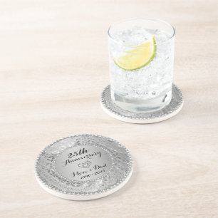 Diamanter & Silver 25:e Bröllop-årsdagen Underlägg