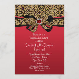 Diamanter söta 16 för juvlar för Leopardtryck röda Inbjudningar