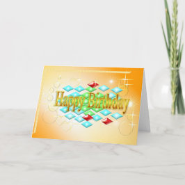 diamanter stjärnbubblor i guld och orange födelsed kort