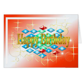 diamanter stjärnbubblor i guld och röd födelsedag hälsningskort