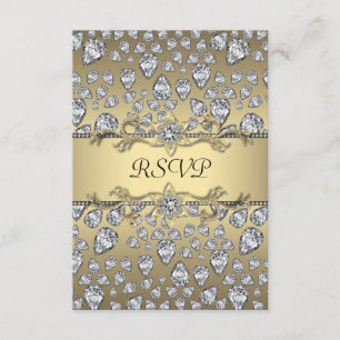 Diamanter Svart & Guld Alla Tillfällen Party RSVP OSA Kort