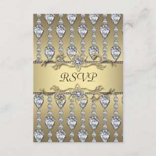 Diamanter Svart & Guld Alla Tillfällen Party RSVP OSA Kort