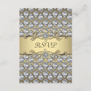 Diamanter Svart & Guld Alla Tillfällen Party RSVP OSA Kort