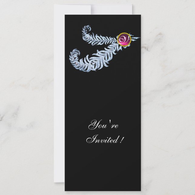 DIAMANTFJÄDRAR MONOGRAM ,röd rubin ,rosa Inbjudningar (Framsida)