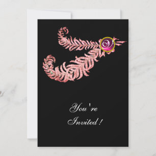 DIAMANTFJÄDRAR MONOGRAM ,röd rubin ,rosa Inbjudningar