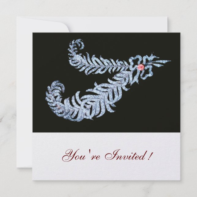 DIAMANTFJÄDRAR, Rosa ismetallisk Inbjudningar (Framsida)