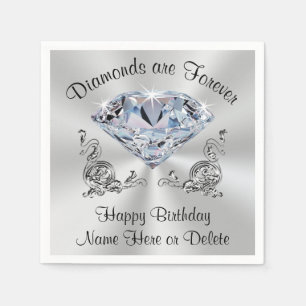 Diamantfödelsedagsfestservetter, personlig pappersservett