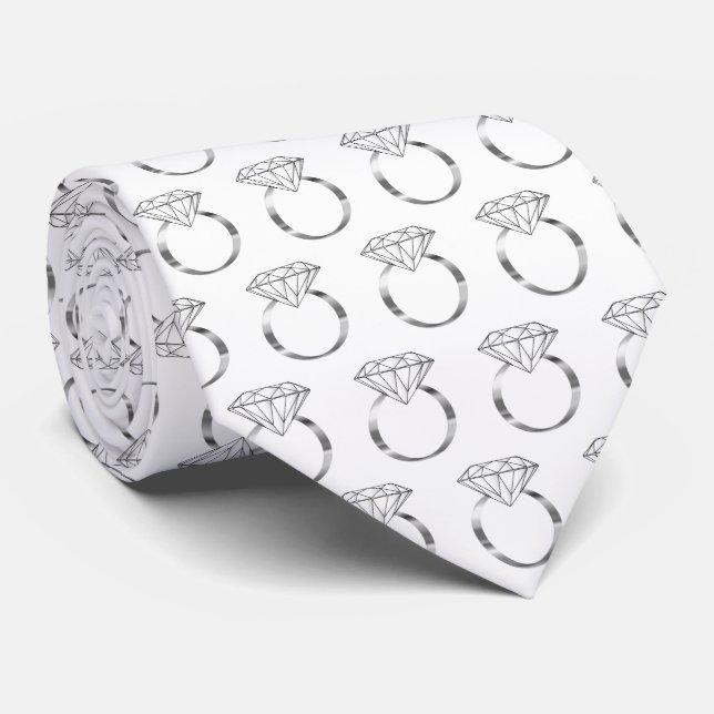 Diamantförlovningsbröllop Silver Ringmönster Slips (Rullad)