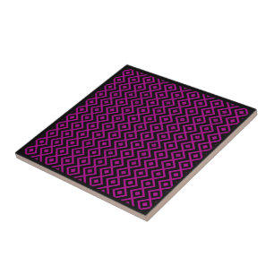 Diamantformad Harlekinmönster Svart Hot Pink Kakelplatta