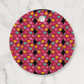 Diamantformade blommotiv rund gåvor etiketter