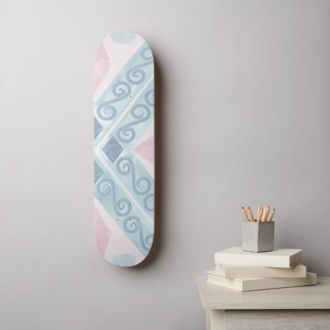 diamantformat blått mönster mini skateboard bräda 18,5 cm (Väggkonst)