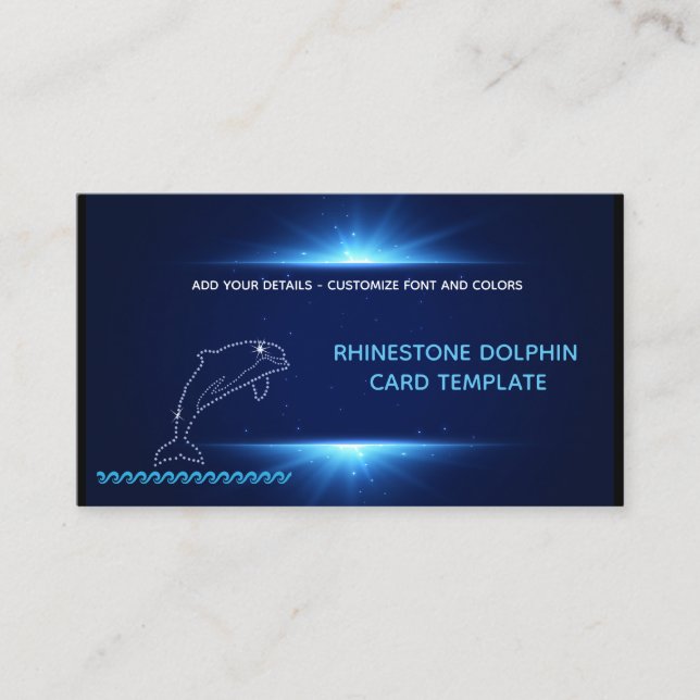 Diamantformgivning - Rhinestone Dolphin Visitkort (Framsida)