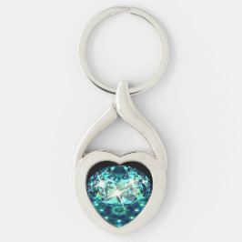 Diamantgem glättfärgad elegant, svart twisted heart silverfärgad nyckelring