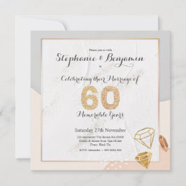 Diamantglitter 60-års bröllopsdag Elegant Inbjudningar