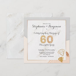 Diamantglitter 60-års bröllopsdag Elegant Inbjudningar