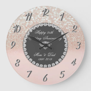 DiamantglitterBokeh 25th bröllopsdag Stor Klocka