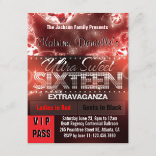 Diamantglödsweet sixteen VIP passerar [den röda Inbjudningar