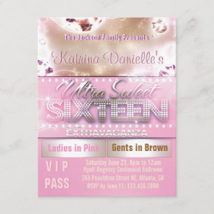 Diamantglödsweet sixteen VIP passerar Inbjudningar