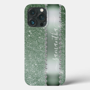 Diamantgrön glitter kalligrafi monogramnamn
