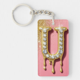 Diamantguld Initialbokstav U Rosa Gåva Till Henne