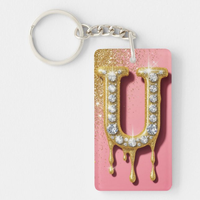 Diamantguld Initialbokstav U Rosa Gåva Till Henne (Framsidan)