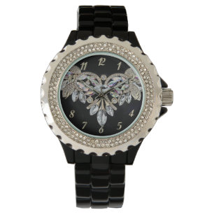 Diamanthalsband silver svart elegant armbandsur
