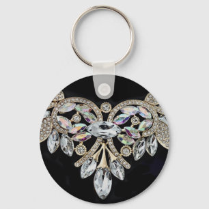 Diamanthalsband silver svart kristallutseende nyckelring