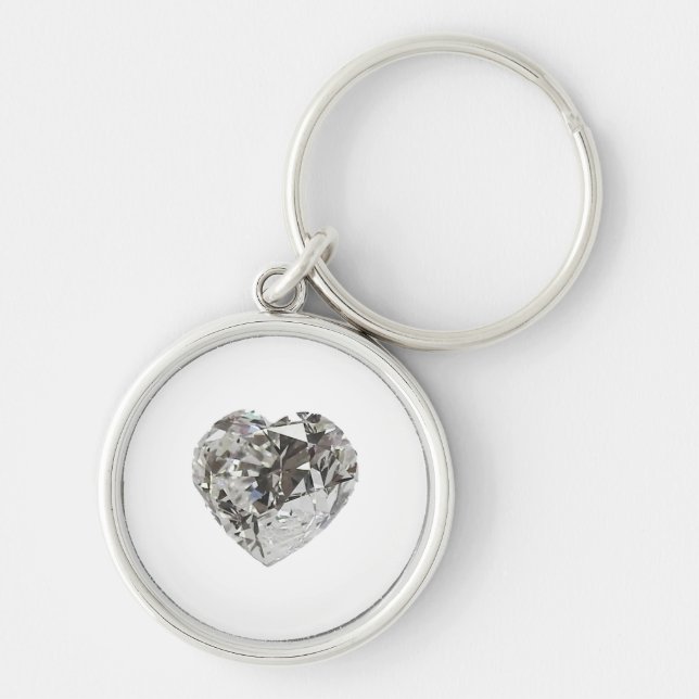 Diamanthjärta form Brilliant Rund Silverfärgad Nyckelring (Framsidan)
