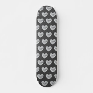 Diamanthjärta grått bg mini skateboard bräda 18,5 cm