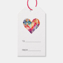 Diamanthjärta i många färger presentetikett