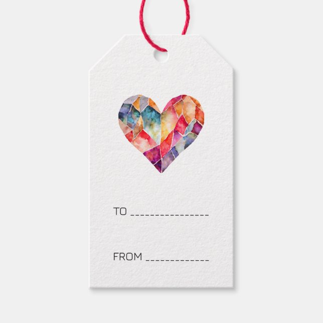 Diamanthjärta i många färger presentetikett (Framsidan)