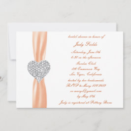 Diamanthjärta Orange Bröllop Bridal Shower Inbjuda Inbjudningar