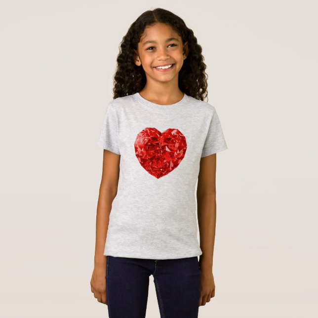 Diamanthjärtan Girls T-shirt (Hel framsida)