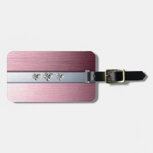 diamanthjärtan på ljus rosa silversbakgrund bagagebricka