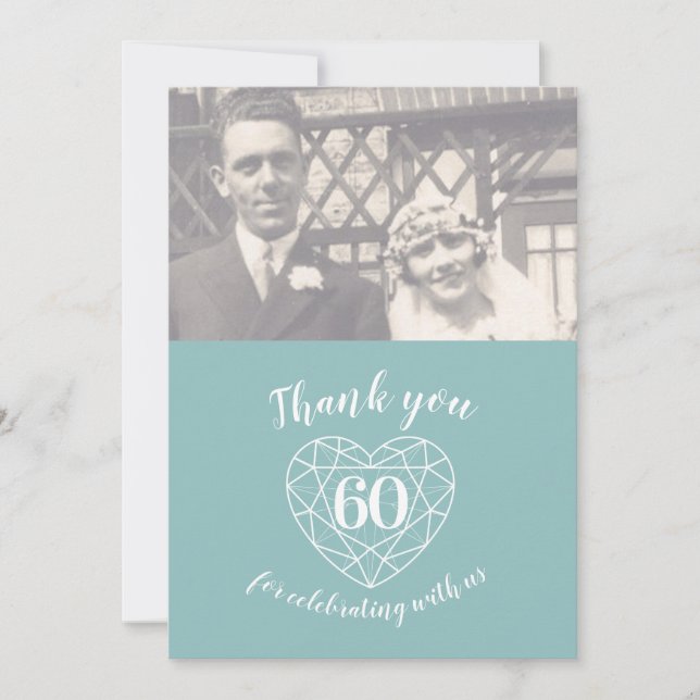 Diamanthjärtårsdag 60 år foto tack kort (Framsida)