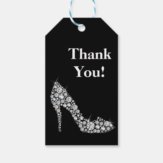 Diamanthögklackar glitter elegant tack för märkrn presentetikett (Framsidan)