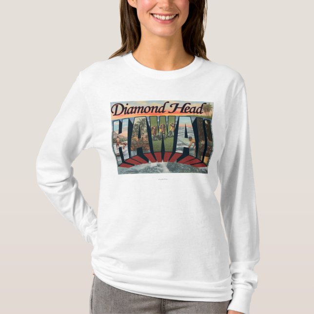 Diamanthuvud, Hawaii - stora brevplatser Tee Shirt (Framsida)