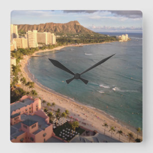 Diamanthuvud, Waikiki strand, Hawaii Fyrkantig Klocka