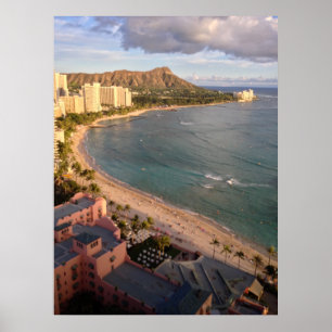 Diamanthuvud, Waikiki strand, Hawaii Poster